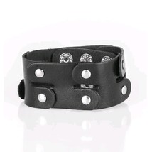 Down Right Desperado Black Urban Bracelet Leather Paparazzi Wrap Snap - $3.99