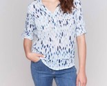 Charlie B Roll-Up Sleeve Gauze Blouse Blue - $61.00