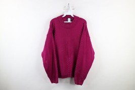 Vintage 90s Woolrich Womens Large Distressed Snowflake Knit Sweater Fuch... - £31.03 GBP