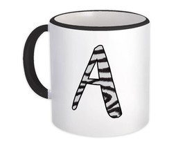 Monogram Letter A : Gift Mug Zebra Letter Initial ABC Animal Print Gift - $15.90