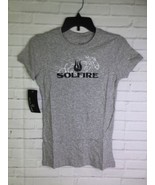 Solfire Gray Logo Short Sleeve Athletic Workout T-Shirt Top Womens Size M - £15.62 GBP