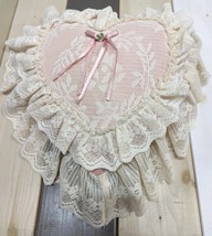 Heart Pillow Pink Shabby Lace Ring Bearer Wedding Cottage Core Farmhouse... - $29.88