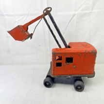 1955 MARX Lumar Power Steam Shovel 14&quot; Crane Orange Steel Construction Toy USA - £38.64 GBP
