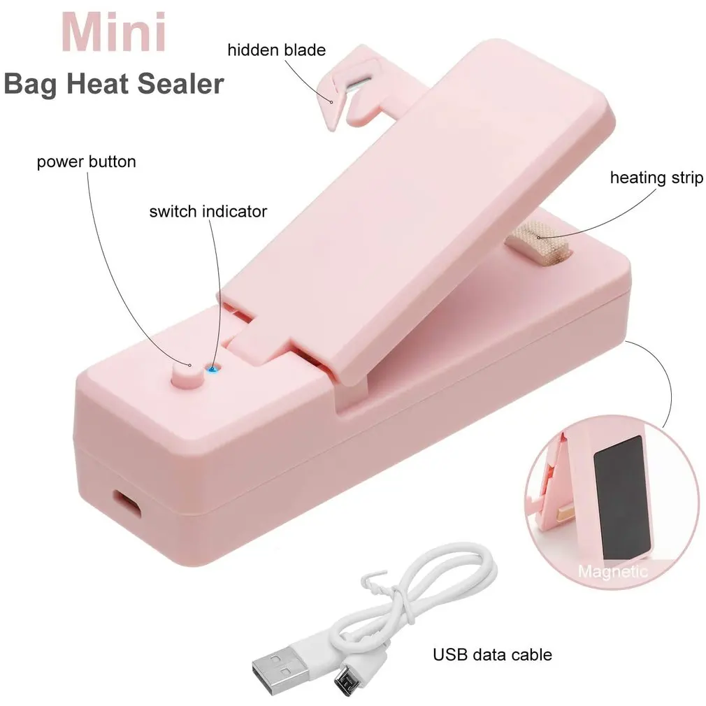 House Home 2 IN 1 Mini Chargable USB Bag Sealer Heat Sealers With Cutter A Recha - £19.98 GBP