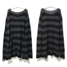 Punk Gothic Long Unisex Sweater Women Striped Cool Hollow - £20.41 GBP+