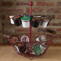 K cup Two Tier storage Basket in Red Tin - £27.90 GBP