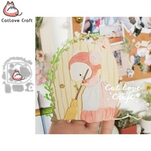 Old Woman Mouse Sweeping Metal Cutting Dies Scrapbooking Card Making DIY... - $9.91