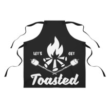 Personalized Apron: &quot;Let&#39;s Get Toasted&quot; Campfire Design, Polyester, Blac... - £28.78 GBP