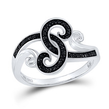 Sterling Silver Womens Round Black Color Enhanced Diamond Curl Swirl Cockta - £128.82 GBP