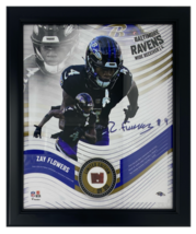 Zay Flowers Baltimore Ravens Framed 15&quot; x 17&quot; Game-Used Football Collage LE 1/50 - £211.74 GBP