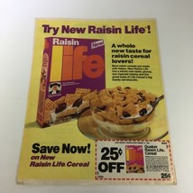 VTG Retro 1985 Quaker Raisin Life Cereals Oat Biscuits Print Ad Coupon - £14.86 GBP