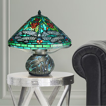 Fine Art Lighting Tiffany Style Stained Glass Dragonfly Table Lamp Mosaic  - £265.57 GBP