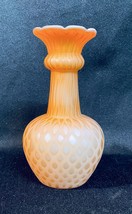 Antique Art Glass Pink / Peach Cut Velvet Glass 6&quot; Bud Vase - Beautiful! - £20.04 GBP