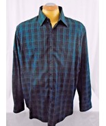 Tasso Elba Extra Large Green Checked  Cotton  Long Sleeve Dress Shirt - £10.86 GBP
