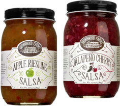 Brownwood Farms Apple Riesling &amp; Jalapeno Cherry Salsa, Variety 2-Pack 17 oz Jar - £25.28 GBP