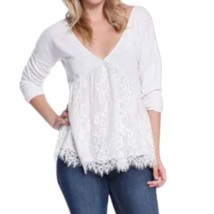 Taylor &amp; Sage Lace Fairy Top M All Ivory Sheer Tunic Babydoll Boho Regen... - £15.55 GBP