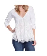 Taylor &amp; Sage Lace Fairy Top M All Ivory Sheer Tunic Babydoll Boho Regen... - £15.75 GBP
