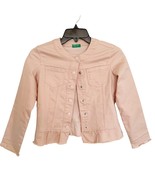 United Colors of Benetton Pink Denim Flounce Hem Jacket Girls Size 8 - $28.05