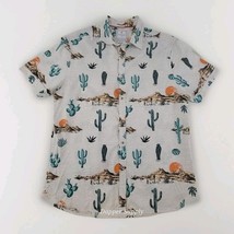 Cactus Man Ricky Singh Slim Fit Button Up Shirt Sz L Desert Cactus Cotton - $23.75
