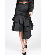 Asymmetrical Ruffle Bottom Satin Skirt_ - £19.98 GBP