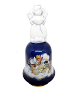 Avon 1992 Christmas Gold Trim Cobalt Blue Color 5 1/2&quot; Angel Bell - $13.55 CAD