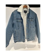Forever 21 Women’s Sherpa Lined Denim Trucker Jacket Size Small Blue Faux Fur - $449.13 MXN