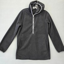 Lands End Fleece Hooded Pullover Jacket Womens Medium Black 1/2 Zip Long... - $207.59 MXN