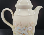 Royal Doulton Florinda Coffee Pot &amp; Lid Set Vintage White Floral Brown E... - $68.97