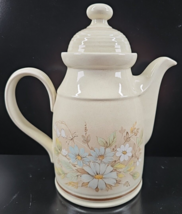 Royal Doulton Florinda Coffee Pot &amp; Lid Set Vintage White Floral Brown E... - £54.25 GBP