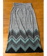 AB Studio Turquoise ZigZag Design Pull On Stretch Column Maxi Skirt, Siz... - $260.97 MXN