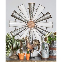 Industrial Pinwheel Iron Wall Decor White Rustic - $109.88