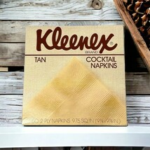 Kleenex Tan Cocktail Napkins Brand New Never Opened Vintage 1981 50 2-Ply - $10.99