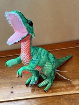 Fiesta Green Nylon T-Rex Tyrannosaurus Rex Dino Dinosaur Stuffed Animal w Loop - £7.58 GBP