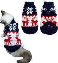 Christmas Sweater Cat Winter Knitwear Xmas Clothes Navy Blue Sweater - £4.57 GBP