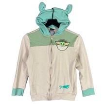Disney Star Wars Baby Yoda Hoodie Youth Size 8-10 Green Full-Zip 3D Ears Graphic - £14.11 GBP