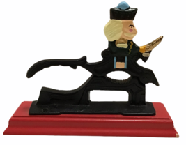 Nut Cracker Soldier Wood Base 7.5in German Style Collectible Cast Iron Vintage - £28.76 GBP