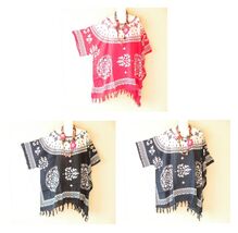 KG33 Abstract Batik Women Plus Kaftan Poncho Hippy Women Blouse Top up t... - $24.90