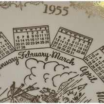 1955 Calendar Plate Floral Designs Windmill Dish Birth Year Dutch Celebr... - $11.39
