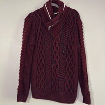 Elegant Burgundy Turtleneck Sweater with Cable Knit Design - $19.60