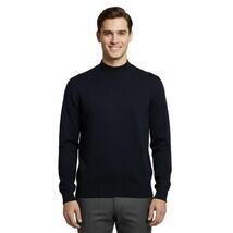 Men's Sweater Knit By BRANGO Turkey Mock Neck Cotton Blend 21050 Navy Blue image 2