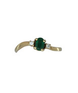 Oval Emerald And Diamond Ring 14k Yellow Gold - £99.70 GBP