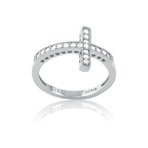 Sterling Silver CZ Sideways Cross Ring - £43.66 GBP