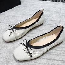 Butterfly Knot Mesh Loafers Women Breathable Knitted Ballet Flats Casual  Moccas - £28.38 GBP