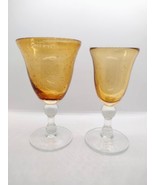 2 Baluster Handblown 7 in Wine Goblet 6.5 in Wineglass Clear Stems In Bo... - £20.05 GBP