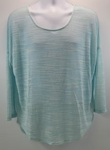 L3) Olive &amp; Oak Woman Aqua White Long Sleeve Top Knit Shirt XL - $182.25 MXN