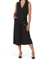 New Vince Camuto Black Belted Jersey Career Wide Leg Jumpsuit Size 12 $119 - £46.93 GBP