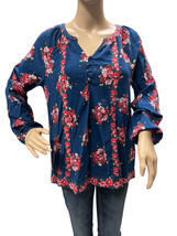 Matilda Jane Blue Red Pink Floral Long Sleeve Tunic Shirt Blouse Top Size Medium - £11.00 GBP