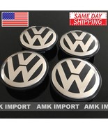 Set of 4 56MM Black Wheel Hub Center Caps with Chrome logo for VW 2.20IN... - $18.95