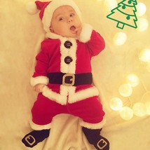 4PCS/3-24Months/Christmas Santa Claus Outfit Newborn Clothing Sets Winter Fleece - £52.73 GBP