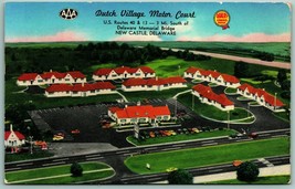 Dutch Village Motor Court Motel New Castle DE Delaware Chrome Postcard I4 - £2.29 GBP